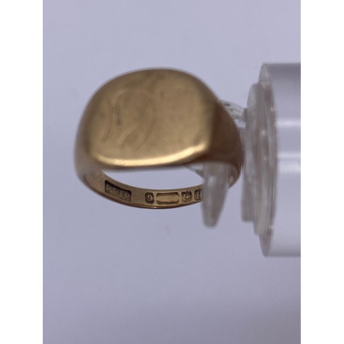 439 - 9CT GOLD SIGNET RING SIZE H 3.4G APPROX