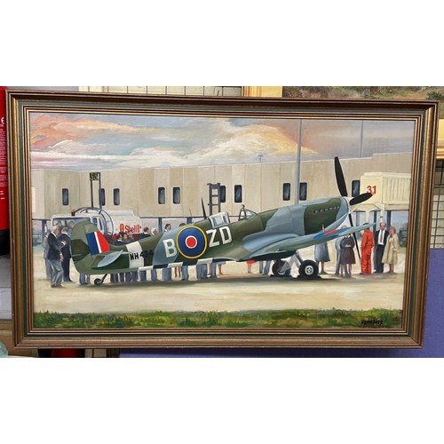 534 - ROBERT ORMESHER OIL ON CANVAS WWII SPITFIRE