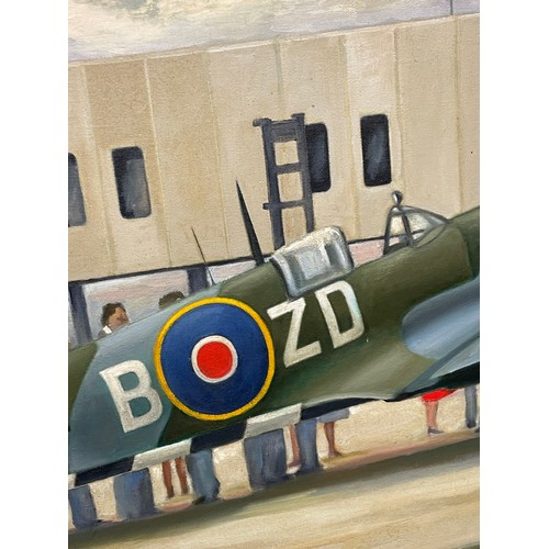 534 - ROBERT ORMESHER OIL ON CANVAS WWII SPITFIRE