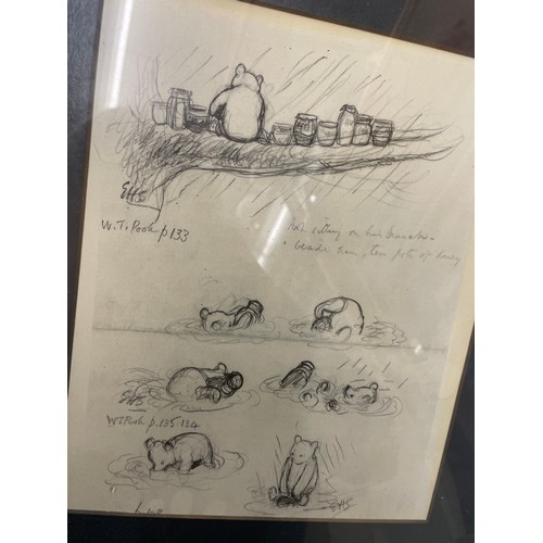 169 - THREE H E SHEPHARD FACSIMILE WINNIE THE POOH SKETCH ILLUSTRATION PRINTS