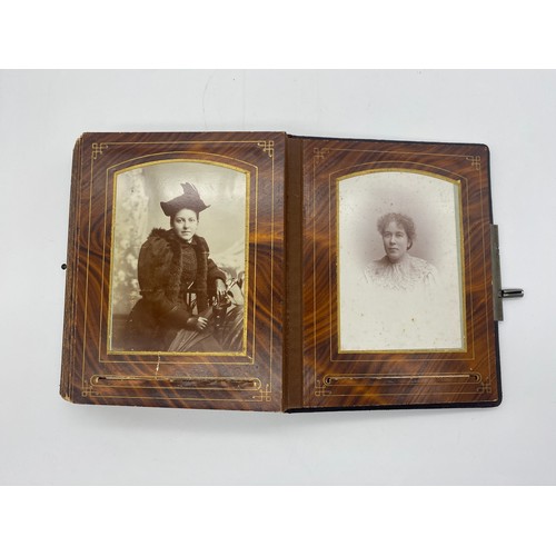 473 - LEATHER EMBOSSED BOUND PHOTOGRAPHIC PORTRAIT ALBUM CIRCA 1890-1910