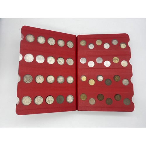 408 - COIN LIBRARY CONTAINING GB PRE DECIMAL COINS - FRENCH AND OTHER COUNTRIES, GB SIXPENCE