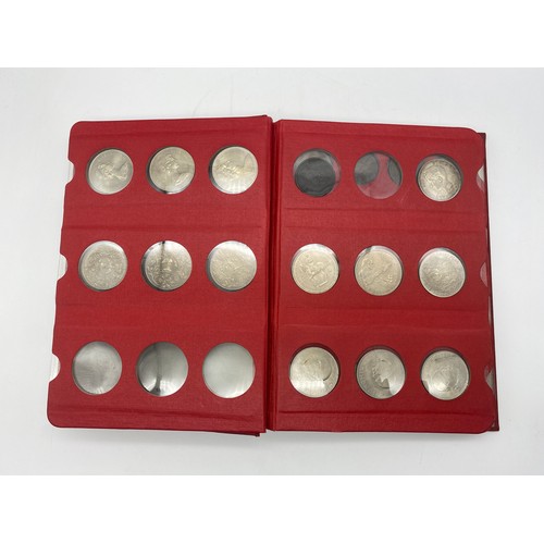 407 - COIN LIBRARY BINDER CONTAINING GB COMMEMORATIVE CROWNS, COMMONWEALTH NEW ZEALAND DOLLARS, PRE DECIMA... 