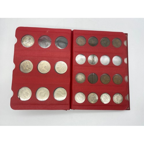 407 - COIN LIBRARY BINDER CONTAINING GB COMMEMORATIVE CROWNS, COMMONWEALTH NEW ZEALAND DOLLARS, PRE DECIMA... 