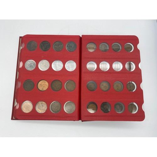 407 - COIN LIBRARY BINDER CONTAINING GB COMMEMORATIVE CROWNS, COMMONWEALTH NEW ZEALAND DOLLARS, PRE DECIMA... 