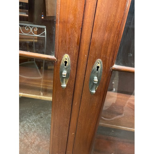 139 - MAHOGANY GLAZED CABINET ON BALL AND CLAW LEGS