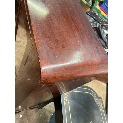 139 - MAHOGANY GLAZED CABINET ON BALL AND CLAW LEGS