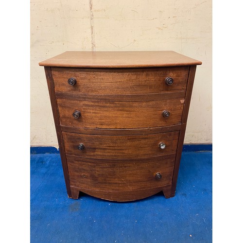 79 - REGENCY MAHOGANY BOW FRONTED FAUX DRAWER FRONTED CUPBOARD