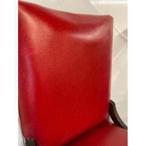 161 - VICTORIAN RED REXINE UPHOLSTERED NURSING CHAIR