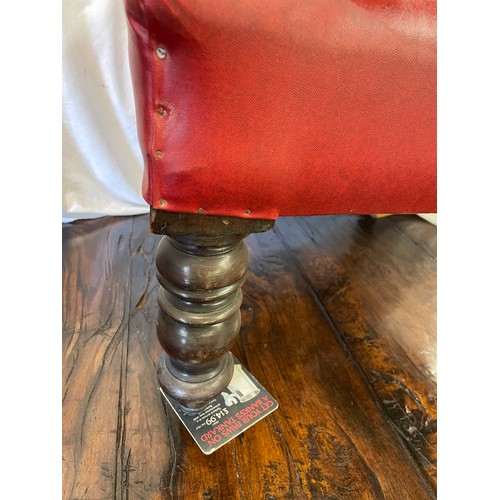 161 - VICTORIAN RED REXINE UPHOLSTERED NURSING CHAIR