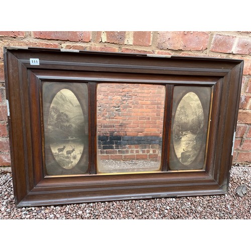 237 - EDWARDIAN MOULDED OAK FRAMED PICTORIAL OVERMANTLE MIRROR