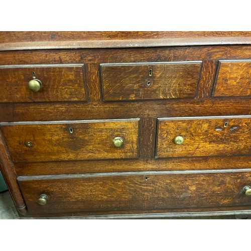 82 - 18TH CENTURY OAK PANELLED CHEST CUPBOARD, 123CM W X 210CM H X 46CM D APPROX