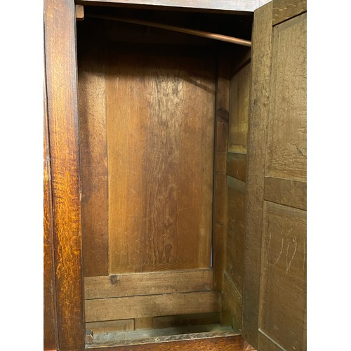 82 - 18TH CENTURY OAK PANELLED CHEST CUPBOARD, 123CM W X 210CM H X 46CM D APPROX