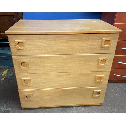 80 - 1970S SCHREIBER LIGHT TEAK FOUR DRAWER CHEST