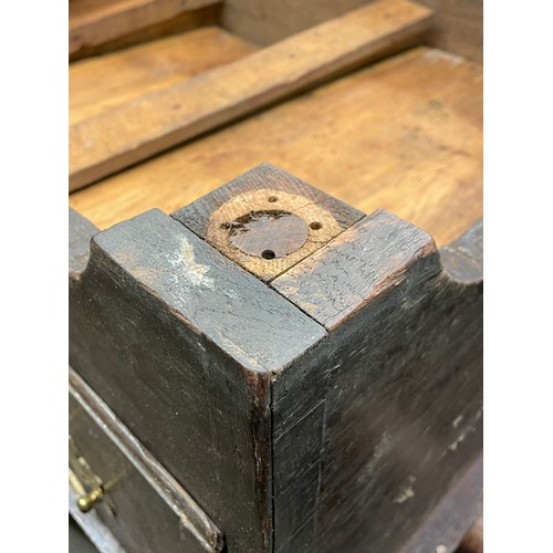 12 - MID 18TH CENTURY OAK TWO DRAWER OVER THREE DRAWER CHEST ON STAND REDUCED IN HEIGHT