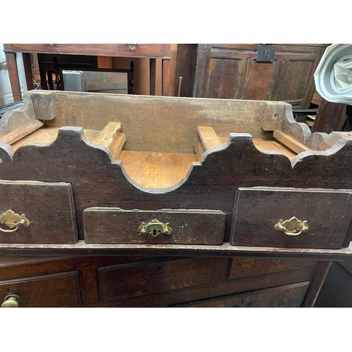 12 - MID 18TH CENTURY OAK TWO DRAWER OVER THREE DRAWER CHEST ON STAND REDUCED IN HEIGHT