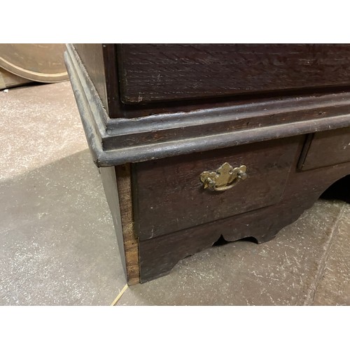 12 - MID 18TH CENTURY OAK TWO DRAWER OVER THREE DRAWER CHEST ON STAND REDUCED IN HEIGHT