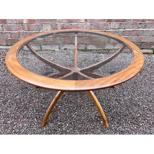 224 - 1960S/70S G PLAN GLASS TOP SPIDER TEAK COFFEE TABLE