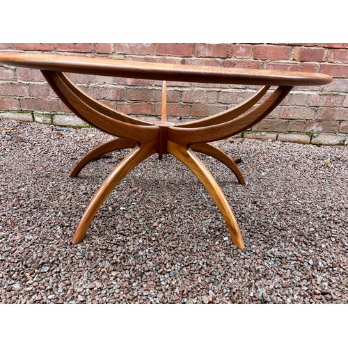 224 - 1960S/70S G PLAN GLASS TOP SPIDER TEAK COFFEE TABLE