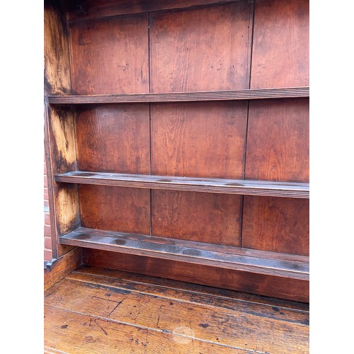 94 - GEORGE III OAK DRESSER WITH THREE SHELF PLATE RACK