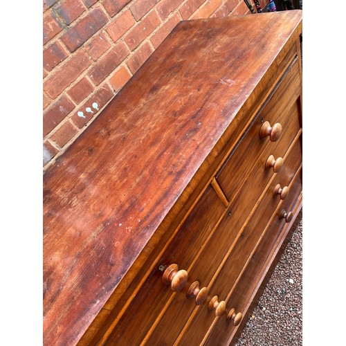 96 - VICTORIAN MAHOGANY TWO OVER THREE DRAWER CHEST ON PLINTH BASE