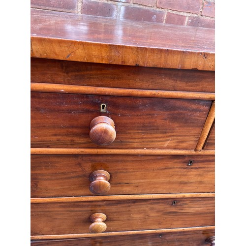 96 - VICTORIAN MAHOGANY TWO OVER THREE DRAWER CHEST ON PLINTH BASE