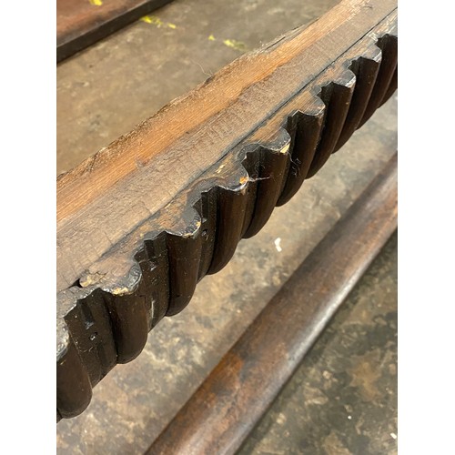 166 - 17TH CENTURY AND LATER OAK REFECTORY TABLE WITH A FIVE PLANK CLEATED TOP WITH CARVED EDGE ON HEAVILY... 