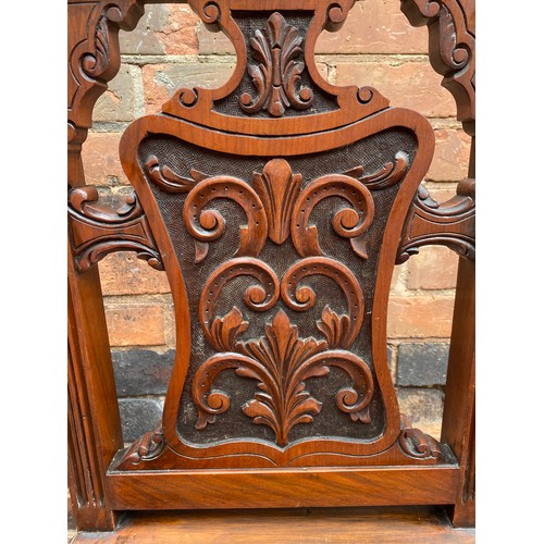 164 - VICTORIAN HEAVILY CARVED HALL CHAIR