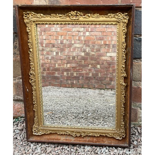 233 - GILT METAL AND VELVET MOULDED FRAMED MIRROR