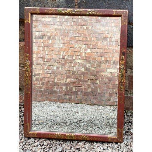 230 - 1920S RED LAQUER AND GILDED CHINOISERIE MIRROR