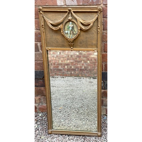 234 - GILT METAL AND BEADED PICTORIAL PIER MIRROR