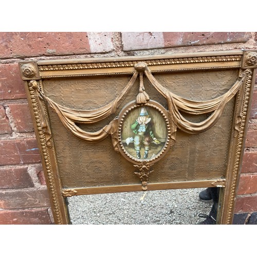 234 - GILT METAL AND BEADED PICTORIAL PIER MIRROR