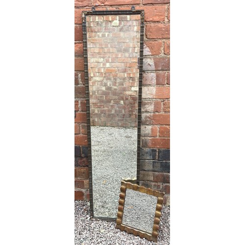 236 - OBLONG MIRROR AND SMALLER GILT BURNISHED UNDULATING FRAMED MIRROR