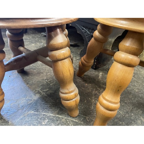 121 - PAIR OF BEECH TURNED MINIATURE STOOLS