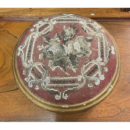 108 - BERLIN NEEDLEWORK GILT FRAMED CIRCULAR STOOL