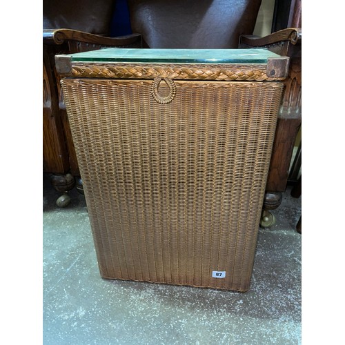 87 - GOLD LLOYD LOOM RECTANGULAR LINEN BIN WITH GLASS TOP