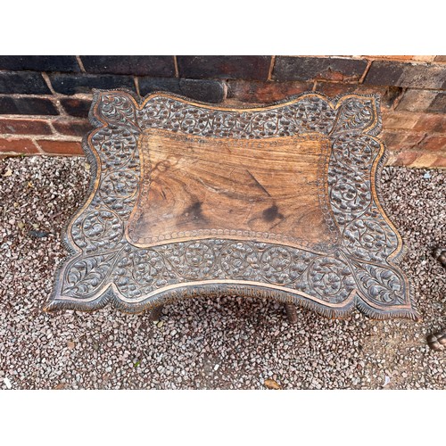 242 - CHIP CARVED SQUARE SECTION OCASSIONAL TABLE