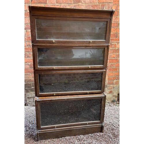 245 - GLOBE WERNICKE STYLE OAK FOUR SECTION OFFICE BOOKCASE