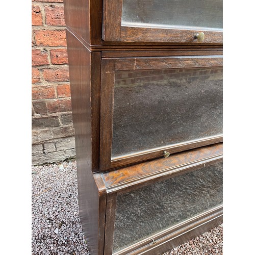 245 - GLOBE WERNICKE STYLE OAK FOUR SECTION OFFICE BOOKCASE