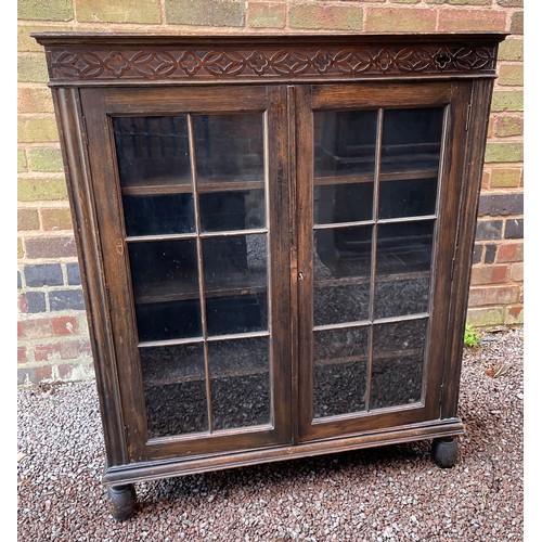 246 - OAK TWO DOOR GLAZED CABINET