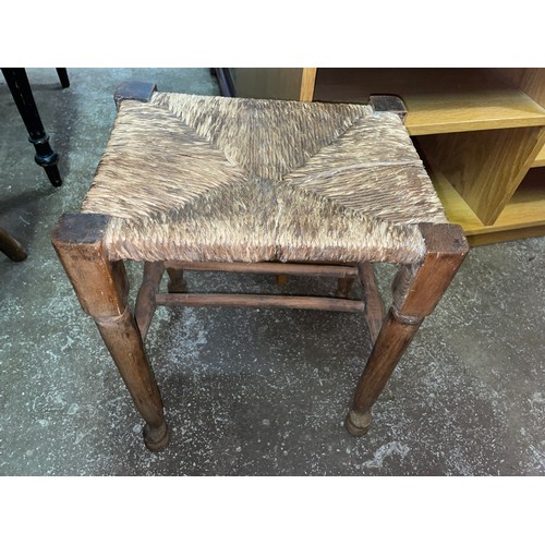 78 - ELM RUSH SEATED LANCASHIRE STYLE STOOL