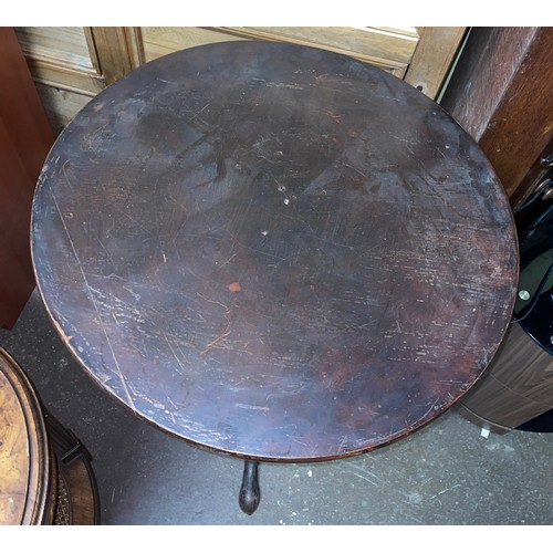 181 - GEORGE III MAHOGANY TILT TOP TRIPOD TABLE ON WYRTHEN BULBOUS COLOUMN