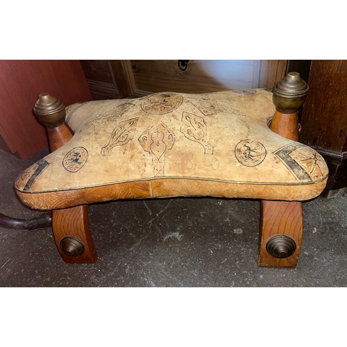 131 - MOROCCAN LEATHER SADDLE STOOL