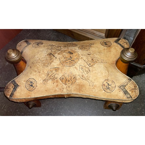 131 - MOROCCAN LEATHER SADDLE STOOL