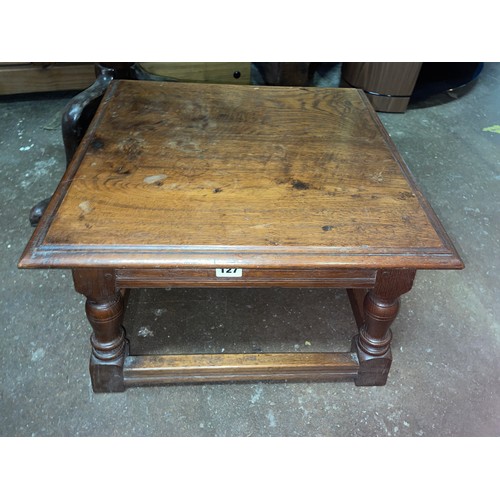 127 - OAK PEGGED JACOBEAN STYLE LOW STOOL