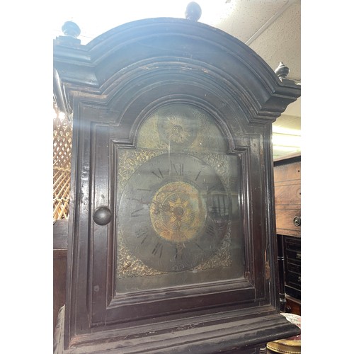 110 - 30 HOUR LONG CASE CLOCK THE ENGRAVED ARCH DIAL SIGNED PFACQUART 1777 ROMAN AND ARABIC NUMERALS AND A... 