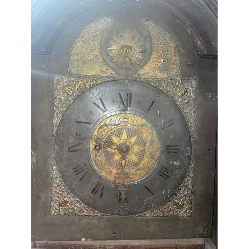 110 - 30 HOUR LONG CASE CLOCK THE ENGRAVED ARCH DIAL SIGNED PFACQUART 1777 ROMAN AND ARABIC NUMERALS AND A... 