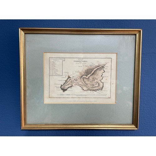 261 - ANTIQUARIAN MAP OF THE ISLAND OF CAPRI IN THE GULF OF NAPLES BOOK PLATE NUMBER 20 FRAMED AND GLAZED ... 