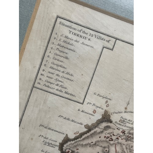 261 - ANTIQUARIAN MAP OF THE ISLAND OF CAPRI IN THE GULF OF NAPLES BOOK PLATE NUMBER 20 FRAMED AND GLAZED ... 