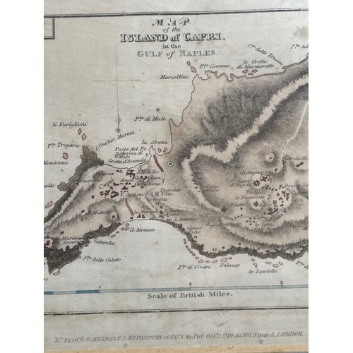 261 - ANTIQUARIAN MAP OF THE ISLAND OF CAPRI IN THE GULF OF NAPLES BOOK PLATE NUMBER 20 FRAMED AND GLAZED ... 